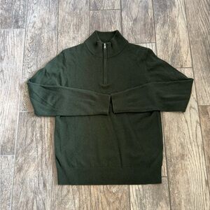 Men's Green Half-Zip Cashmere Sweater by Quince, olive green, size S